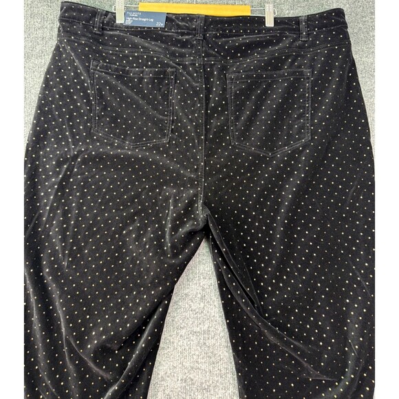 Talbots Flawless 22W High Waist Straight Leg Stretch Black Gold Dot Pants NWT - Picture 3 of 12